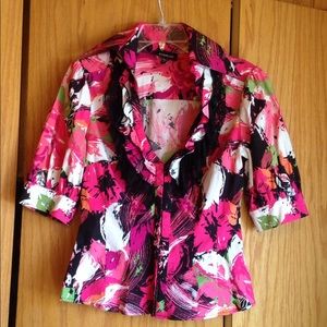 🌺🌸 Bebe Pink Floral Lace Blouse M